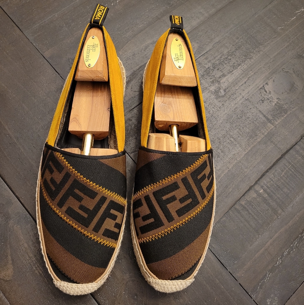 Fendi web logo suede espadrilles men